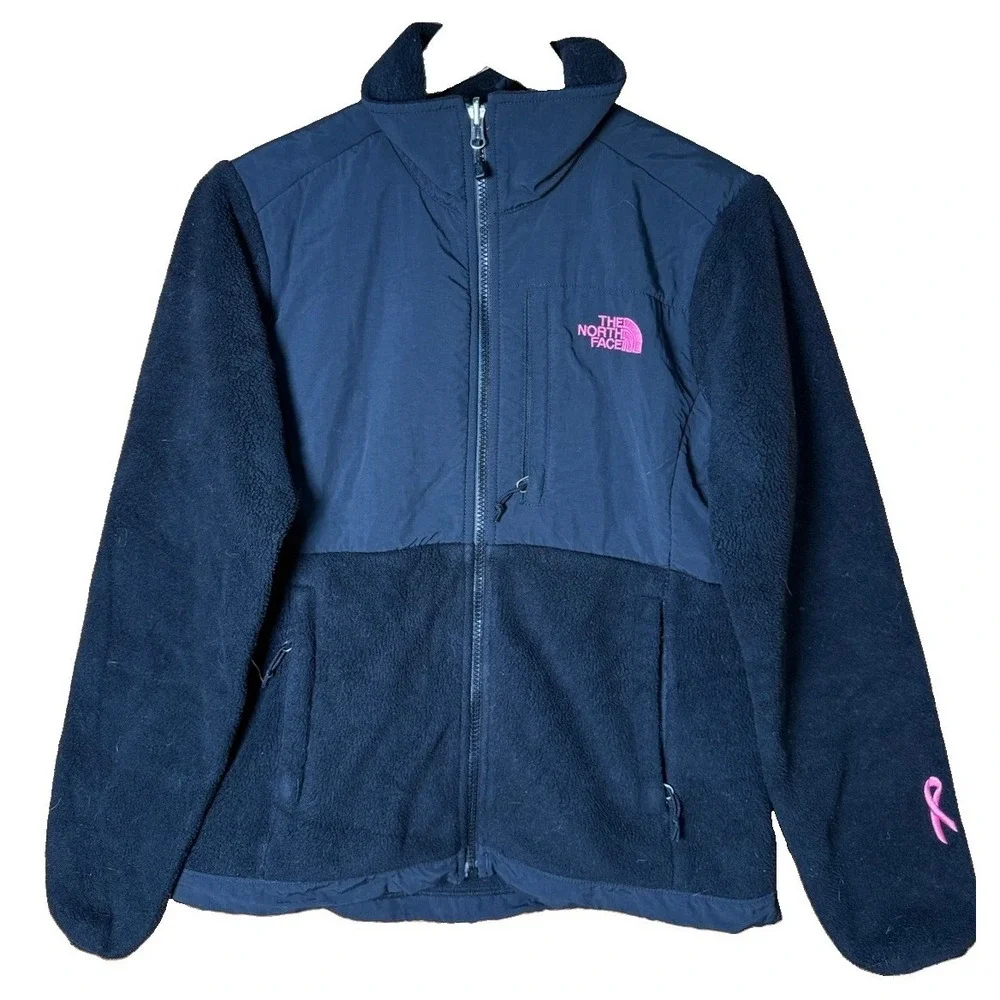 The North Face Jacket Womens Small Black Denali Polartec Breast Cancer Awareness